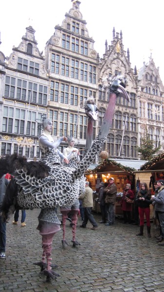 Stilt-walkers on Antwerp's Christmas market