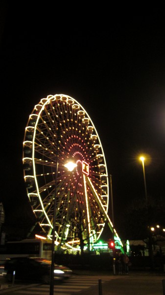 Lighted wheel at Antwerp's Christmas market