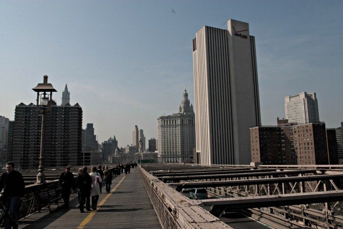 Pedestrians on Brooklyn Bridge - New York