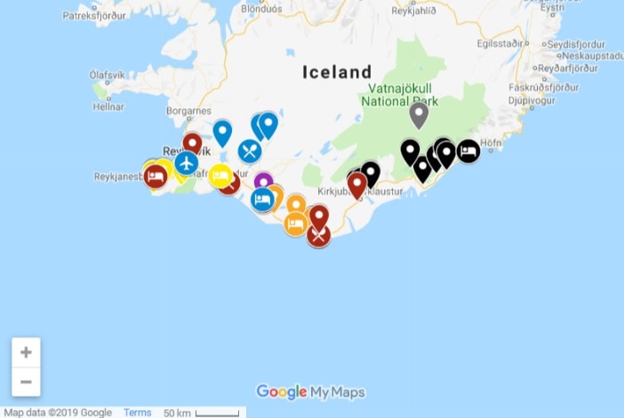 iceland road trip map