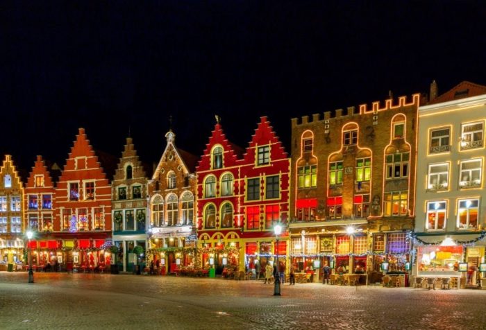 Bruges Market Square at Night