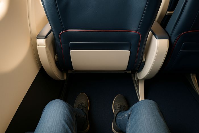Air France Premium Economy legroom seen from the seat