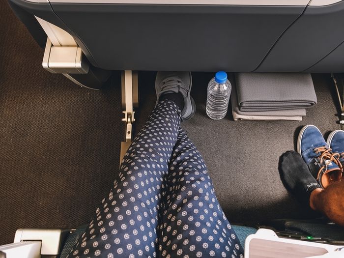 ANA Premium Economy legroom from the seat