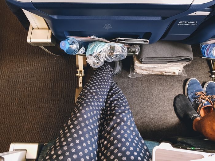 British Airways World Traveller Plus legroom from the seat