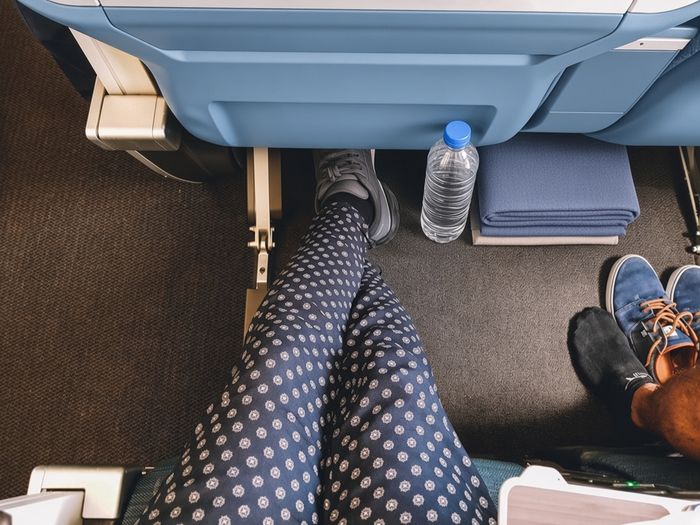 KLM Premium Comfort legroom from the seat