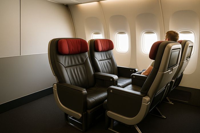 Qantas Premium Economy bulkhead row